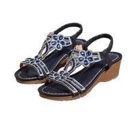 Sandali bohémien da donna sandali con zeppa romana alla moda sandali con strass tinta unita sandali casual con plateau scarpe larghe scarpe da passeggio casual scarpe da vacanza comode scarpe