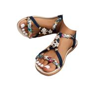 Sandali Boho da donna 2026 eleganti estivi bohémien appartamenti elastici alla caviglia da passeggio antiscivolo scarpe da spiaggia comode larghe con zeppa tacco a zeppa sandali a punta aperta sandali