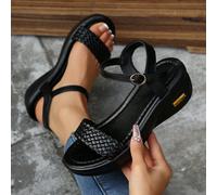 Sandali casual alla moda con zeppa e piattaforma, decorati con catena, stile europeo e americano, adatti per abiti estivi e abbigliamento da spiaggia, essenziali per i viaggi CN35,CN36,CN37,CN38,CN39,