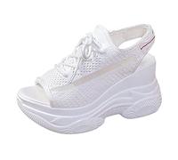 Sandali casual con zeppa per le donne 2025 Sporty Work Office Trendy Mesh Spring Wedge Dressy Summer Traspirante Open Toe Ladies Suola spessa Lace Up Confortevole Y2K Summer Wedge Sandali Carini