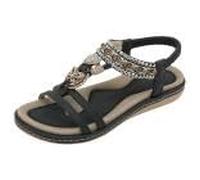 Sandali casual da donna con strass scintillanti, comodi, casual, da spiaggia, per passeggiate, vacanze, punta aperta, comodi, alla moda, traspiranti, Nero , 5 UK 3X-Narrow