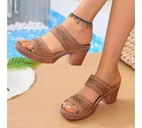 Sandali casual da donna con zeppa, comodi, con plateau, leggeri, aperti sulla punta, calzature da passeggio