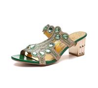 Sandali casual da donna per scuola con zeppa e strass, slip-on intrecciati alla romana, comode calzature