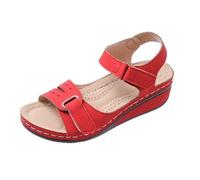 Sandali Chiusi Davanti Donna Sandali Ortopedici Donna Estivi Eleganti Con Punta Aperta E Zeppa Antiscivolo Plantare Estraibile E Supporto Arch Fit Cinturino Alla Caviglia Comodi Trekking Rosso 40