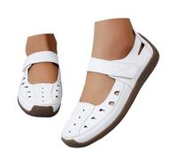 Sandali Chiusi Ortopedici Donna T.35-41 - Ballerine Pelle Full Grain con Plateau Largo, Calzature Escursionismo Spiaggia, Scarpe Tennis Antiscivolo UNI EN 20347 Bianco Perla per Vacanze Attive