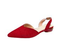 Sandali chiusi sul davanti, eleganti scarpe da matrimonio, scarpe da sera con punta a punta, sandali piatti da donna, ballerine, scarpe da ballo con cinturino alla caviglia, Colore: rosso, 40 EU