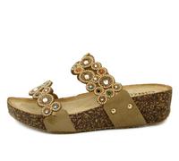 Sandali Ciabatte Gioiello Beige Zeppa Bassa CINZIA SOFT