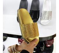 Sandali ciabatte sabot basse oro glitter comode fashion morbide 1232