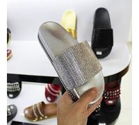 Sandali ciabatte sabot basse silver glitter comode fashion morbide 1232