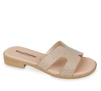 Sandali ciabatte Valleverde 55400 beige con strass tacco 2,5 cm Made in Italy