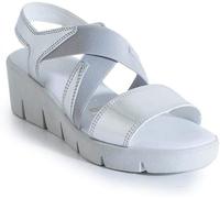 Sandali Cinzia Soft IE3292CH pelle argento con elastici zeppa 5 cm Made in Italy