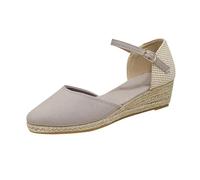 Sandali Classici Da Donna Punta Chiusa Comode Tacco a Zeppa Espadrillas Eleganti In Juta Estivi Sandals Fibbia O Cinturini Alla Caviglia Traspirante Sandalo Spiaggia Regolabile Scarpe Da Sera