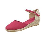 Sandali Classici Da Donna Punta Chiusa Comode Tacco a Zeppa Espadrillas Eleganti In Juta Estivi Sandals Fibbia O Cinturini Alla Caviglia Traspirante Sandalo Spiaggia Regolabile Scarpe Da Sera