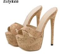 Sandali Color Sughero Naturale Con Plateau Alto E Tacco 17 Cm Chic CF53845