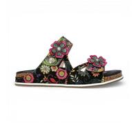 Sandali comodi con cinturino in pelle floreale nera Brcyano 32 Noir da donna di Laura Vita