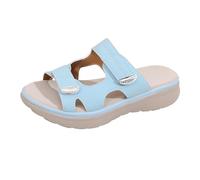 Sandali comodi da donna, con plateau, eleganti e sportivi, sandali da spiaggia, traspiranti, con punta aperta, per il tempo libero, con zeppa, suola morbida, per attività all'aperto, blu cielo, 39 EU