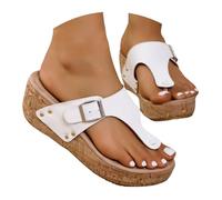 Sandali comodi da donna, infradito e infradito per vacanza, punta aperta, pantofole alla moda, scarpe estive da donna, pantofole antiscivolo, pantofole leggere, ortopediche a buon mercato, bianco, 39