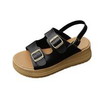 Sandali Comodi Donna Sandali da donna estivi retrò con plateau doppio, zeppa regolabile con elastico, scarpe casual, versatili in vari colori. (36)