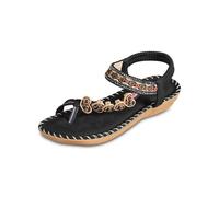 Sandali Comodi Donna Sandali Donna Con Zeppa Bassa Per Spiaggia Con Decorazioni Brillanti Inblu Elegante Estivi Neri Estive