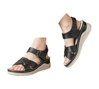 Sandali comodi e pratici con chiusura facile, perfetti per l'uso quotidiano e per l'estate. Sandali casual leggeri per supporto e traspirabilità tutto il giorno. (Black, 39)