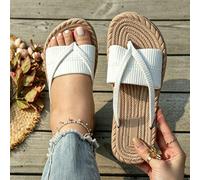 Sandali comodi per piedi larghi di taglia grande, infradito da spiaggia alla moda per donne, sandali piatti con anello per il dito grosso adatti per vacanze all'aperto, ciabatte aperte, sandali piatti