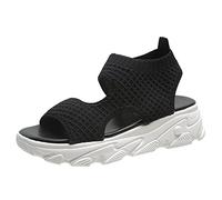 Sandali Comodi Zeppe Donna Estive Eleganti Sandali Estivi da Donna in Rete Intrecciata a Rete Con Fondo Spesso Scava Fuori Punta Sportivi Comfort Pianta Larga (Black 42)