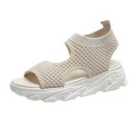 Sandali Comodi Zeppe Donna Estive Eleganti Sandali Estivi da Donna in Rete Intrecciata a Rete Con Fondo Spesso Scava Fuori Punta Sportivi Comfort Pianta Larga (White 39)