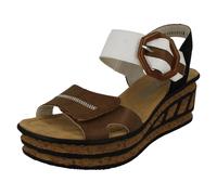 Rieker 68176, Sandali Donna, Beige Kombi, 41 EU