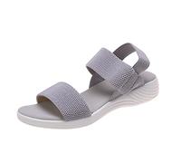 Sandali con Cinturino Elastico da Donna Sandali Sneake Casual Estivi Morbidi e Confortevoli Sandali Sportivi Scarpe da Passeggio Traspiranti con Tomaia in Mesh,Argento,US12/EU43