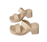 Sandali con cinturino per le donne alla moda sandali con tacco a blocco punta quadrata Slides Crossover Strappy Slides Wide Fit Open Toe Slide Plain Holiday sandalo antiscivolo da passeggio scivolo