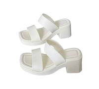 Sandali con cinturino per le donne alla moda sandali con tacco a blocco punta quadrata Slides Crossover Strappy Slides Wide Fit Open Toe Slide Plain Holiday sandalo antiscivolo da passeggio scivolo