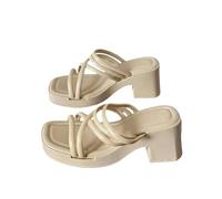 Sandali con cinturino per le donne alla moda sandali con tacco a blocco punta quadrata Slides Crossover Strappy Slides Wide Fit Open Toe Slide Plain Holiday sandalo antiscivolo da passeggio scivolo