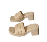 Sandali con cinturino per le donne alla moda sandali con tacco a blocco punta quadrata Slides Crossover Strappy Slides Wide Fit Open Toe Slide Plain Holiday sandalo antiscivolo da passeggio scivolo