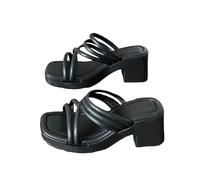 Sandali con cinturino per le donne alla moda sandali con tacco a blocco punta quadrata Slides Crossover Strappy Slides Wide Fit Open Toe Slide Plain Holiday sandalo antiscivolo da passeggio scivolo