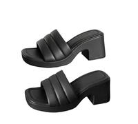 Sandali con cinturino per le donne alla moda sandali con tacco a blocco punta quadrata Slides Crossover Strappy Slides Wide Fit Open Toe Slide Plain Holiday sandalo antiscivolo da passeggio scivolo