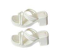 Sandali con cinturino per le donne alla moda sandali con tacco a blocco punta quadrata Slides Crossover Strappy Slides Wide Fit Open Toe Slide Plain Holiday sandalo antiscivolo da passeggio scivolo