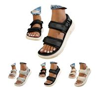Sandali con fibbia semplice, infradito piatte stabili, scarpe con scratch regolabili, ciabatte in gomma antiscivolo, pantofole leggere casual, grigio, 41 EU