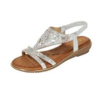 Sandali con glitter da donna, sandali bohémien, eleganti pantofole estive, morbide, estive, con elastico, per ragazze, da spiaggia, con infradito, argento, 37 EU