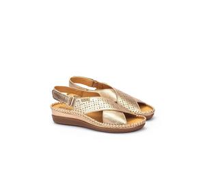 Sandali con mezza zeppa in pelle, CADAQUES Beige 39