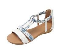 Sandali con plateau comodi, eleganti, casual, alla caviglia, elastici, versatili, per sport acquatici, super morbidi, antiscivolo, da piscina, bianco, 42 EU
