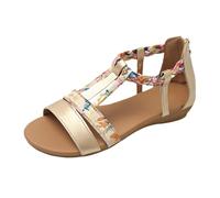 Sandali con plateau comodi, eleganti, casual, alla caviglia, elastici, versatili, per sport acquatici, super morbidi, antiscivolo, da piscina, gold, 43 EU