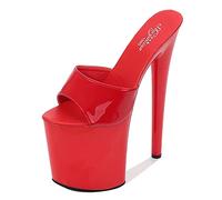 Sandali con Plateau con Tacco a Spillo da 20 cm da Donna Party Club Sexy Stripper Pole Dancing Tacchi Alti Plus Size Unisex,Rosso,42 EU