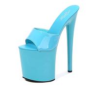 Sandali con Plateau con Tacco a Spillo da 20 cm da Donna Party Club Sexy Stripper Pole Dancing Tacchi Alti Plus Size Unisex,Blu,42 EU