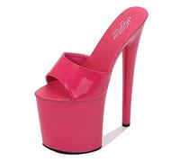 Sandali con Plateau con Tacco a Spillo da 20 cm da Donna Party Club Sexy Stripper Pole Dancing Tacchi Alti Plus Size Unisex,Rose Red,41 EU
