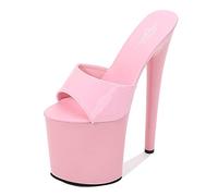 Sandali con Plateau con Tacco a Spillo da 20 cm da Donna Party Club Sexy Stripper Pole Dancing Tacchi Alti Plus Size Unisex,Rosa,45 EU