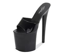 Sandali con Plateau con Tacco a Spillo da 20 cm da Donna Party Club Sexy Stripper Pole Dancing Tacchi Alti Plus Size Unisex,Nero,43 EU