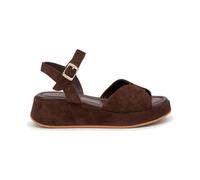 SANDALI CON PLATEAU IN PELLE SCAMOSCITA CACAO