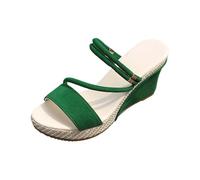 Sandali con plateau intrecciati e design a doppio cinturino, versatili e indossabili in due modi per comfort e stile quotidiani. (Green, 37)