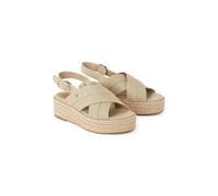Tommy Hilfiger Donna Espadrillas Wedge Denim Platform Sandal con Plateau, Beige (Horseradish), 41