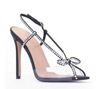 Sandali con Punta a Punta e Stiletto Sexy Donna, Sandali con Tacco Alto Trasparenti e Strass alla Moda, con Cinturino alla Caviglia Regolabile, Altezza Tacco 4,7 Pollici,Nero,44 EU
